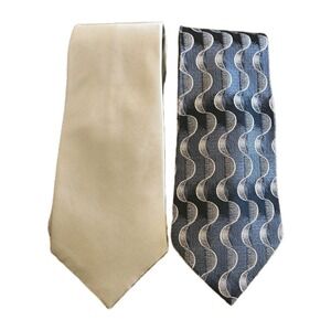 JOSEPH AND FEISS TWO MENS TIES NAVY BLUE WITH GOLD/ GOLD 4 X 60 BUNDLE